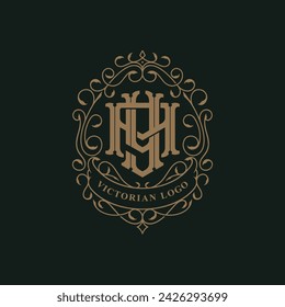 Monograma de estilo victoriano con iniciales AY o YA. Diseño de logotipo de insignia. se puede aplicar en papelería, invitaciones, señalización, embalaje, o incluso como un elemento de marca y etc