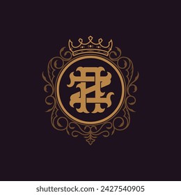 Victorian style monogram with initial AZ or ZA. Badge logo design. can be applied on stationery, invitations, signage, packaging, or even as a branding element and etc