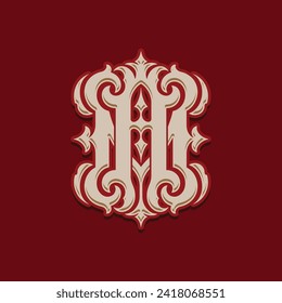 Victorian style monogram with initial AM or MA. Can be applied on stationery, invitations, signage, packaging, or even as a branding element and etc