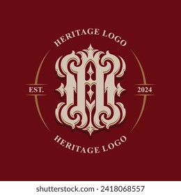 Victorian style monogram with initial AM or MA. Badge logo design. can be applied on stationery, invitations, signage, packaging, or even as a branding element and etc