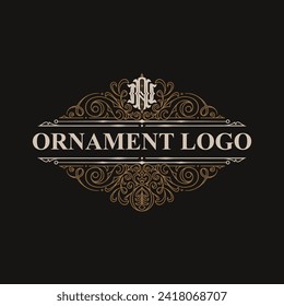 Victorian style monogram with initial AN or NA. Badge logo design. can be applied on stationery, invitations, signage, packaging, or even as a branding element and etc