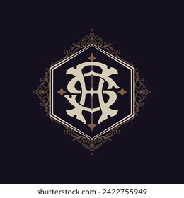 Victorian style monogram with initial AS or SA. Badge logo design. can be applied on stationery, invitations, signage, packaging, or even as a branding element and etc