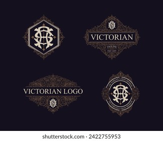 Victorian style monogram with initial AS or SA. Templates set designs. Can be applied on stationery, invitations, signage, packaging, or even as a branding element and etc