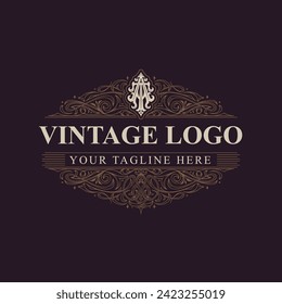 Victorian style monogram with initial AT or TA. Badge logo design. can be applied on stationery, invitations, signage, packaging, or even as a branding element and etc