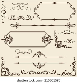 Victorian swirl set is isolated on beige