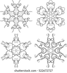 Victorian swirl snowflakes set 