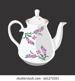 victorian tea pot vector illustration