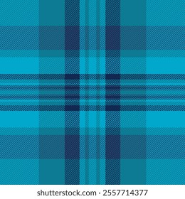 Victorian texture tartan pattern, machinery check seamless textile. Apartment vector background fabric plaid in cyan and blue colors palette.