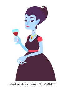 Victorian Vampire Lady. Vector Illustration on white background