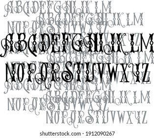 Victorian vector font - vintage gothic font