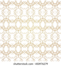 Victorian Vector Gold Floral Damask Vintage Seamless Pattern Background. Elegant luxury texture for wallpapers, invitations, gift paper fill 