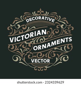 Victorian Vintage Badges Decorative Ornament Beautiful Classic Design Element