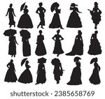 Victorian Woman EPS, Victorian woman silhouette clipart, Vintage Lady Silhouette Cutting File EPS, Victorian Lady EPS