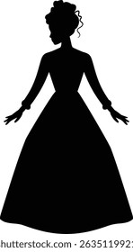 Silhueta de mulher vitoriana, Silhueta de mulher histórica, estilo do século 18, Perfil feminino retrô