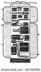 Victorian Women's Hair and Beauty Illustration, Historical Ladies Vanity Case 