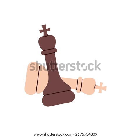 Victorious chess king standing over defeated opponent representing checkmate, triumph and strategic mastery