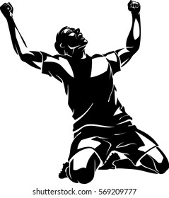 Victorious Soccer Player, Shadowed Illustration