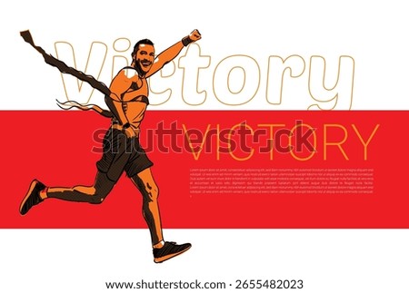 The victorious young man runs.Vector illustrious