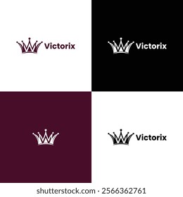 "Victorix - A Royal and Elegant Logo Design Featuring a Crown Symbol, Perfect for Premium Branding, Luxury Businesses, and High-End Corporate Identities"

