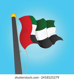 Victor's drawing of the flag of the United Arab Emirates fluttering in the sky