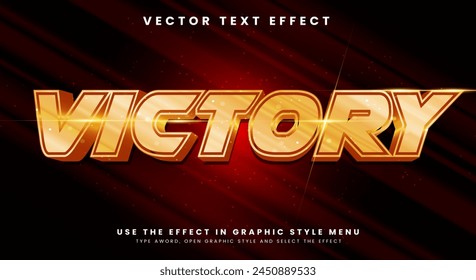 victoria 3D editable Plantilla de efecto de texto con estilo dorado