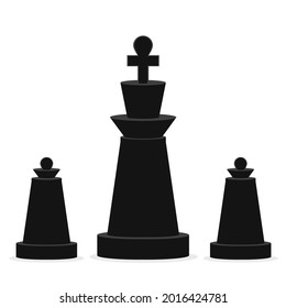 Victory and achievement concept. King and pawns chess pieces illustration