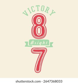 Victory Bright 87, Graphic design print sports t-shirt fashion, illustration, vector, posters, cards, stickers, mug