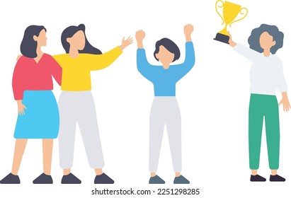 Victory or business achievement, triumph or award winning, accomplishment for leadership success, determination for career success concept, cheerful businessman winner raising winning trophy

