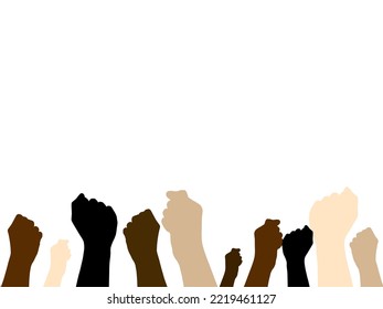 Victory Celebration.  Raise your hand to the sky.  Glad to be free.  Coming out happy.  Coming out to celebrate.  Isolated on a white background