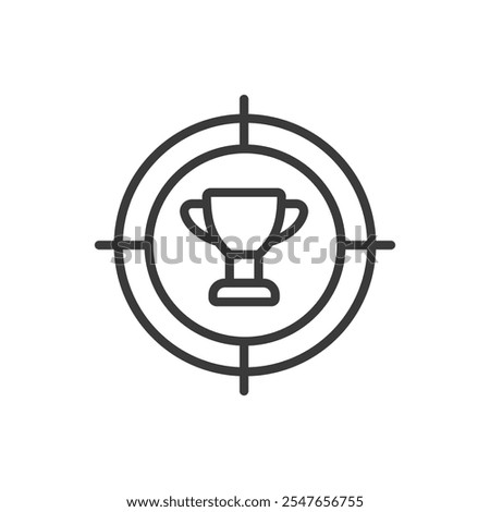 Victory centricity, icon in line design. Victory, centricity, success, achievement, focus, goal, winner on white background vector. Victory centricity editable stroke icon