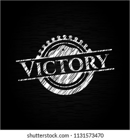 Victory chalkboard emblem written on a blackboard