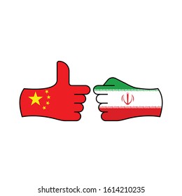 victory china, attack iran color icon on white background