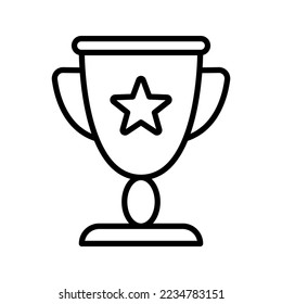 Victory cup icon. Thin line winner cup. First place cup. Vector illustration isolated on white background.