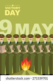 Victory day. 9 May. eternal fire and soldiers