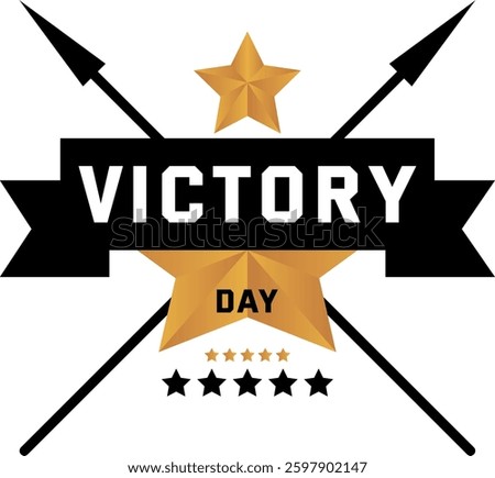victory day badge emblem, war celebration victory symbol, patriotic success award design