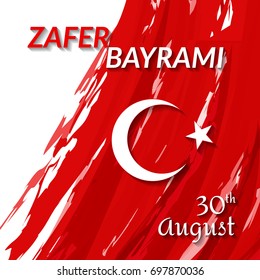 Victory Day in Turkey. August 30 - Zafer Bayrami. The national flag of Turkey. Abstract background. Vector.