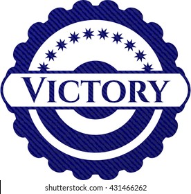 Victory emblem with jean texture