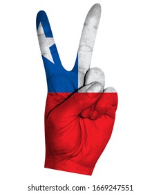Victory finger gesture with Chile flag vector illustration
