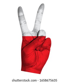 Victory finger gesture with Poland flag vector illustration