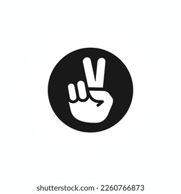 Logo de la mano del dedo de la victoria. Ilustración vectorial.