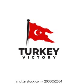 Victory flag of turkey logo vector design template
