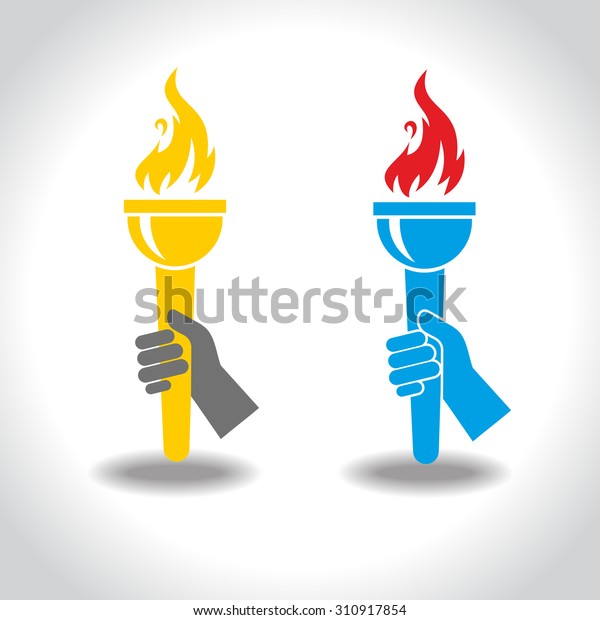 Victory Flame Symbol Hand Hold Fire Stock Vector (Royalty Free) 310917854