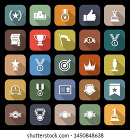 Victory flat icons with long shadow, stock vector