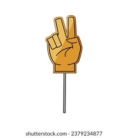 victory foam fan finger cartoon. football number, glove one, sign winner victory foam fan finger sign. isolated symbol vector illustration