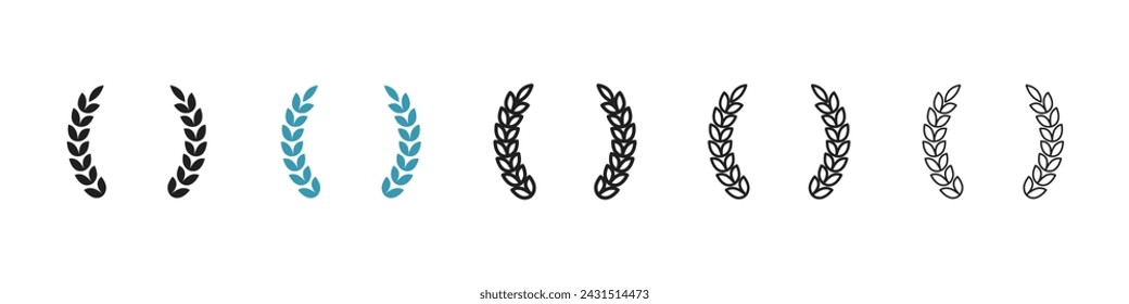 Victory Garland Vector Icon Set. Triumphal Olive Wreath Vector Symbol for UI Design.