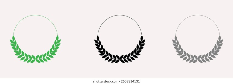Victory Garland Vector Icon Set. Triumphal Olive Wreath Vector Symbol for UI Design. Vector Illustration .EPS 10 . 