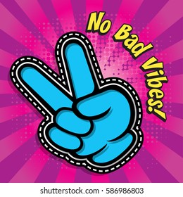 Victory Gesture. Hand Victory Sign. Two Fingers Up. Victory Sign. Victory Celebrating. Pop Art Comics Icon 