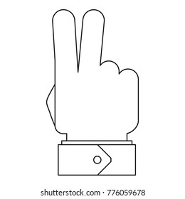 Victory gesture icon. Outline illustration of victory gesture vector icon for web