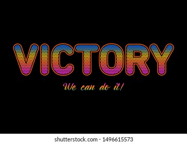 VICTORY  GRADIENT COLORFUL,Graphic design print t-shirts sports women,vector