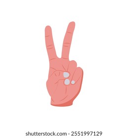 Icono del gesto de la mano de la victoria, Ilustración vectorial